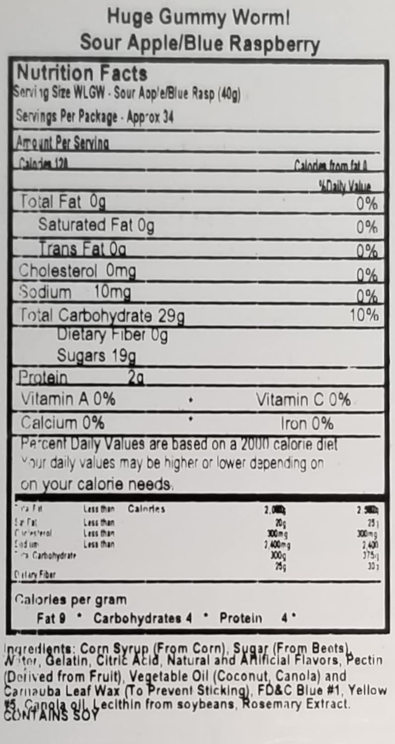 By The Cup Giant Gummy Worm, Blue Raspberry and Green Apple Flavored, 2.5 lbs : Grocery & Gourmet Food