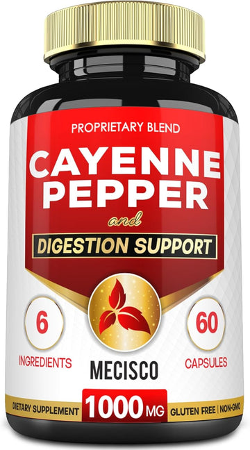 6In1 Cayenne Pepper Extract Capsules With Organic Turmeric Curcumin Root, Black Pepper, And More - Support Digestion System, Heart Health, Immunity Function - 210 Capsules
