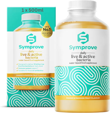 Symprove Mango & Passionfruit 1 Week Pack Daily Essential Gut Health Supplement, Probiotic Drink With Live Bacteria, Vegan - 1X500Ml