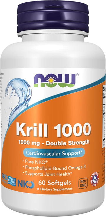 Now Foods Supplements, Neptune Krill, Double Strength 1000 Mg, Phospholipid-Bound Omega-3, 60 Softgels