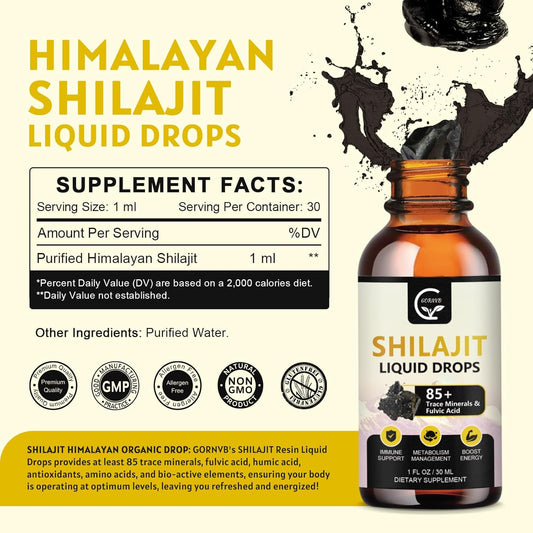 (2-Pack) High Potency Shilajit Pure Himalayan Organic Liquid Supplement, Shilajit Resin Drop For Men & Women, Max Potency 85+ Clean Trace Minerals & Fulvic Acid For Energy, Metabolism & Immune Support