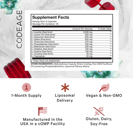 Codeage Multi Amino+ Bcaa & Eaa Supplement, All 9 Essential Amino Acid