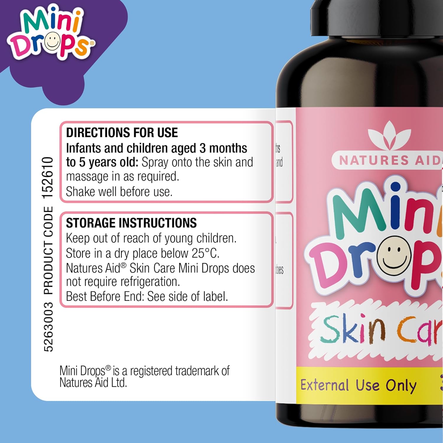Natures Aid Mini Drops Vitamin E Skin Care - 30ml - Natural Daily Skincare Oil for Children 3 Months - 5 Years Supports Healthy Sensitive Skin - Easy-to-Use Spray for Babies Kids Toddlers Baby Massage : Amazon.co.uk: Health & Personal Care