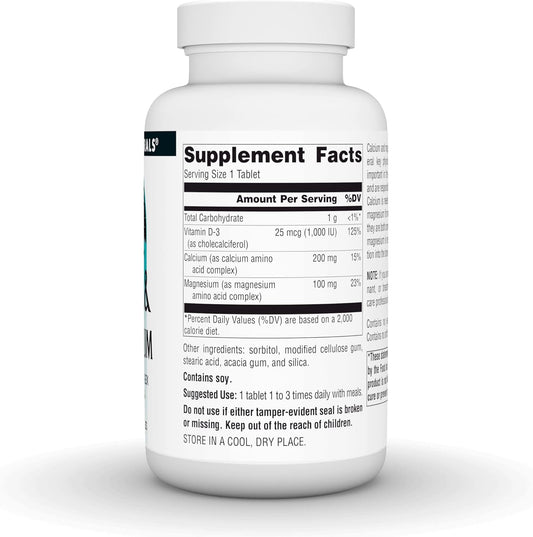 Source Naturals Calcium & Magnesium, Amino Acid Chelate With Vitamin D-3, 300 Mg - 100 Tablets