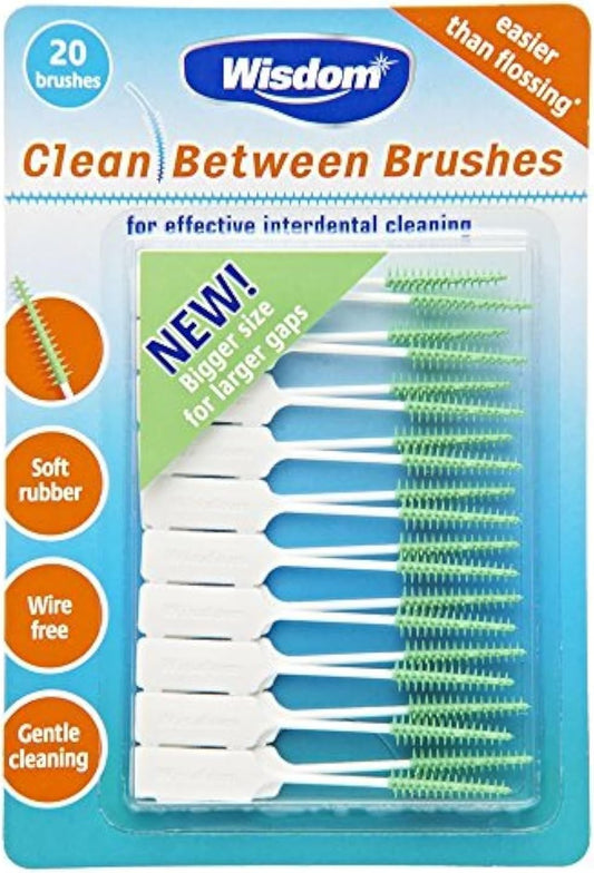 Wisdom Clean Between Interdental Medium Brushes, Green, Pack Of 120