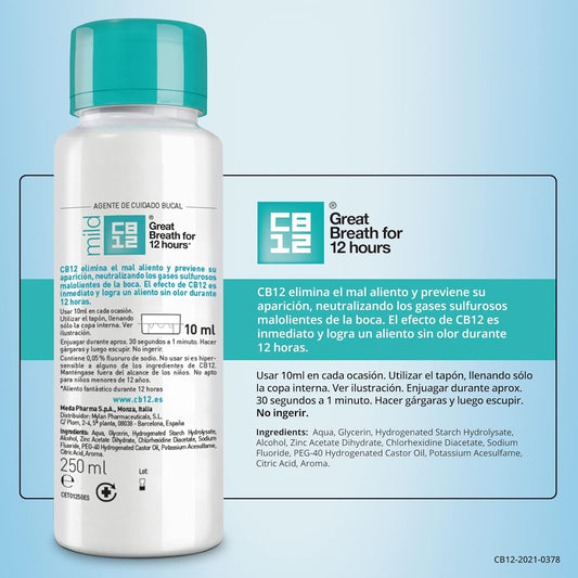 Cb12 Mouthwash - Combats The Main Cause Of Bad Breath - Scientifically Proven Effect For 12 Hours - 250 Ml Soft Mint