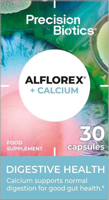 Alflorex + Calcium 12 Week Plan - Daily Gut Health Probiotics Supplement With Unique Bifidobacterium Longum Bacteria Strain 35624 + Calcium - Bacterial Cultures - 90 Capsules