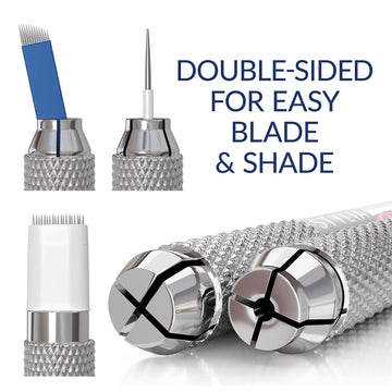 Microblading Supplies 20-Piece Double Sided Manual Pen Kit For Permanent Makeup Supplies | Durable Aluminum Pen With Lock-Pin Tech & Ergonomic Grip | Shape Eye Brows