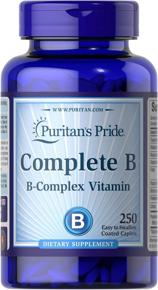 Puritan's Pride Complete B Complex for Energy Metabolism Caplets by Vitamin B, 250 Count : Health & Household