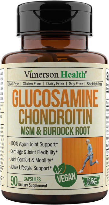 Vegan Glucosamine Chondroitin, Phytodroitin Msm Supplement Capsules. Joint Support Supplement Without Shellfish. 100% Vegan, Non-Gmo & Plant-Based. Knees, Joint Health & Inflammation Balance. 90 Caps