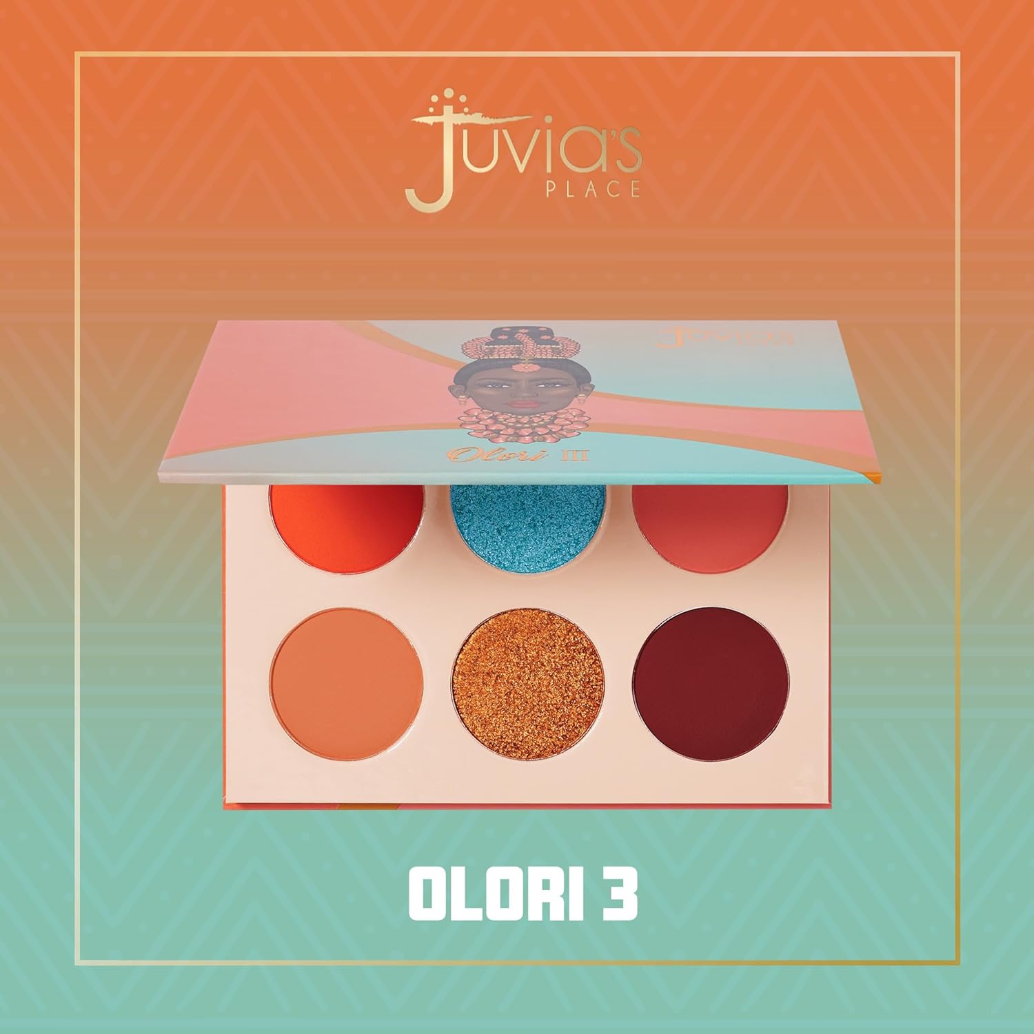 Juvia'S Place Olori Iii Eyeshadow Palette, 6 Shades Of Coral, Browns And Bronzes With A Pop Of Rich Blue, Matte And Shimmers : Beauty & Personal Care