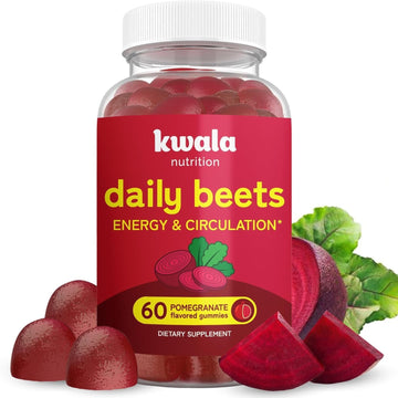 Beet Gummies For Energy, Nitric Oxide & Heart Health | Super Nitric Oxide Supplement With Grape Seed Extract | Pomegranate Flavor | Vegan, Non-Gmo | 60 Beet Chews, Chewables