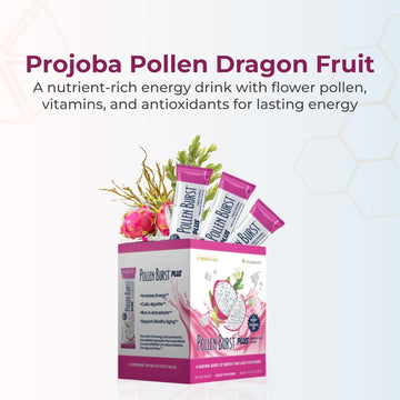 Youngevity Projoba Pollen Burst™ Dragon Fruit - Clean Natural Energy Supplement W/Green Tea, Pollen Extract, Glisodin® - Increase Focus, Brain Boost, Endurance, Mental Clarity (30 Sticks)