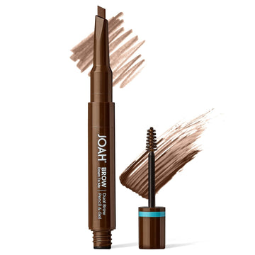 Joah Brow Down To Me Dual Brow Pencil And Gel, Triangular Tip, Tinted Gel, Long-Lasting Vegan Formula, Smudge-Free Pencil Tip, Lightweight, Water-Resistant, Soft Brown