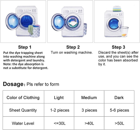 288 Laundry Dye Absorption, Dye Absorption In Wash 24 * 12 Count Sheets At School|Single Apartment|Small Families