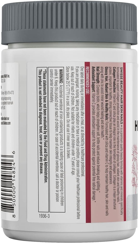 Swisse Biotin Hair Skin And Nails Collagen Supplement For Women & Men | Milk Thistle, Biotin, Vitamin C, Zinc & Iron | Supports Hair Growth & Collagen Production | Collagen Supplement | 150 Tablets