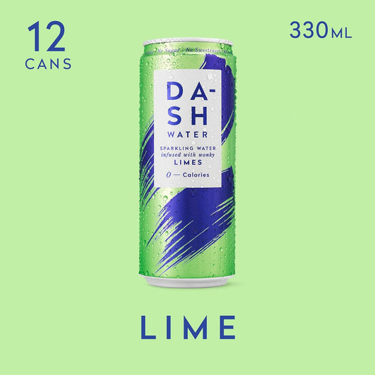 Dash Water - Pack Of 48: Lime, Raspberry, Peach, Blackcurrant - No Sugar, No Sweetener, No Calories - Infused With Wonky Fruit (330Ml Can Each)