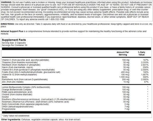 Nutra Biogenesis Adrenal Support Plus - Adrenal Support Supplements For Women & Men, Adrenal Complex With Pregnenolone, Dhea & Herbs For Daily Calm, Energy & Focus Support - 60 Capsules
