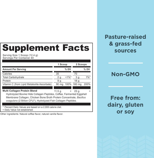 Ancient Nutrition Hydrolyzed Collagen Peptides Powder, Cold Brew Multi Collagen Protein For Women And Men, 40 Servings, Supports Skin And Nails, Gut Health, 17.5 Oz