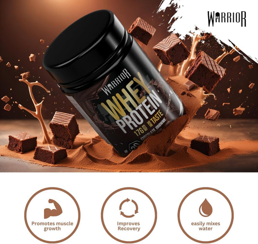 Warrior Whey Protein Powder 500G - Up To 36G* Protein Per Shake – Low Sugar - Muscle Growth And Recovery Drink - Amazing Taste - 20 Servings - Gmp Certified (Chocolate Brownie)