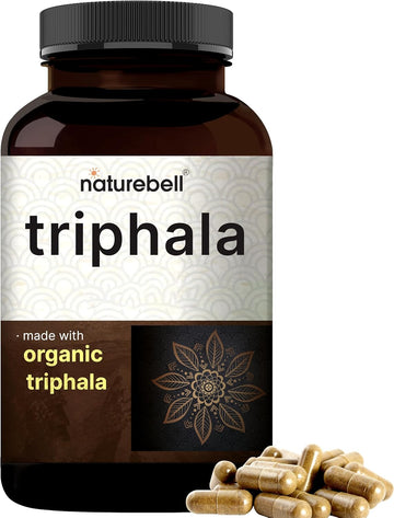 Naturebell Triphala Capsules Supplement, 1,500Mg Per Serving | Made With Organic Amla, Bibhitaki, Haritaki Fruit Powder – Supports Digestive Health – Double Strength, Non-Gmo