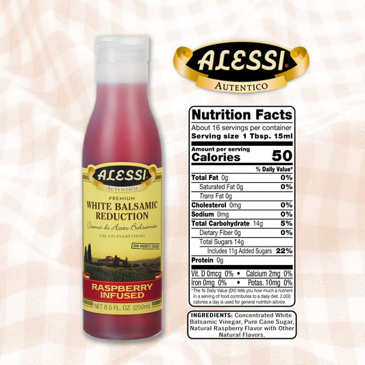 Alessi Balsamic Vinegar Reduction, Autentico From Italy, Ideal On Caprese Salad, Fruits, Cheeses, Meats, Marinades, Raspberry Balsamic (Raspberry Balsamic, 8.5 Fl Oz (Pack Of 1))