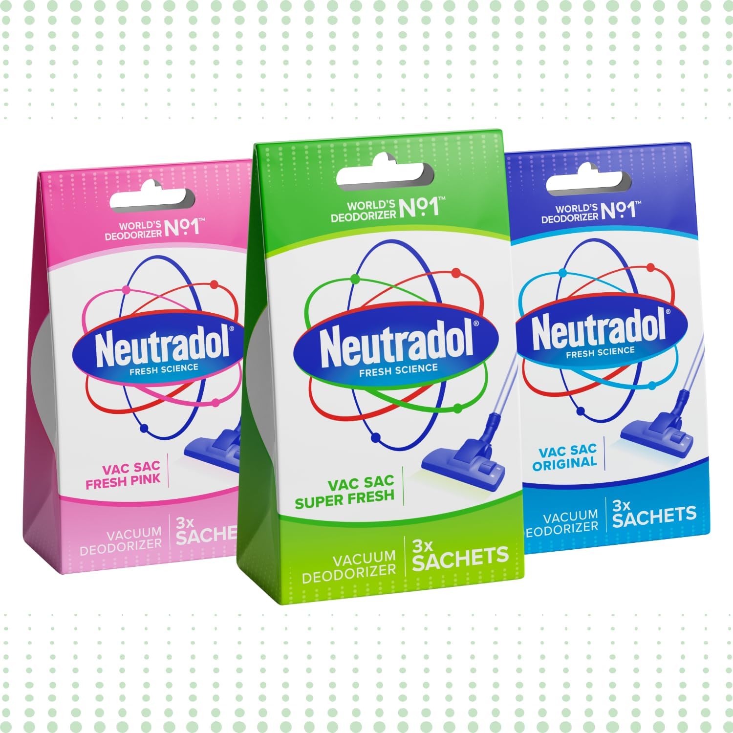 Neutradol Vac Sacs Vacuum Deodoriser, Place In Vacuum Cleaner Bags & Dust Bags, Super Fresh, Multipack Of 6 X 3 Vac Sacs