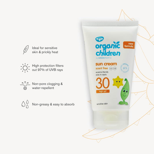Green People Organic Children Sun Cream Spf30 - Scent Free, Natural Sunscreen - Organic, Vegan, Reef Safe & Cruelty Free, 150Ml