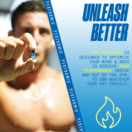 Performix - Sst Original - Pre Workout - 250 Mg Caffeine - Energy Supplements - No Crash - Fitness Goals - Nootropic - Timed-Release For All Day Focus, Mood & Energy Boost - Men & Women - 60 Capsules