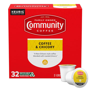 Community Coffee Coffee And Chicory Medium-Dark Roast Single Serve Keurig K-Cup Pods 32 Ct Box