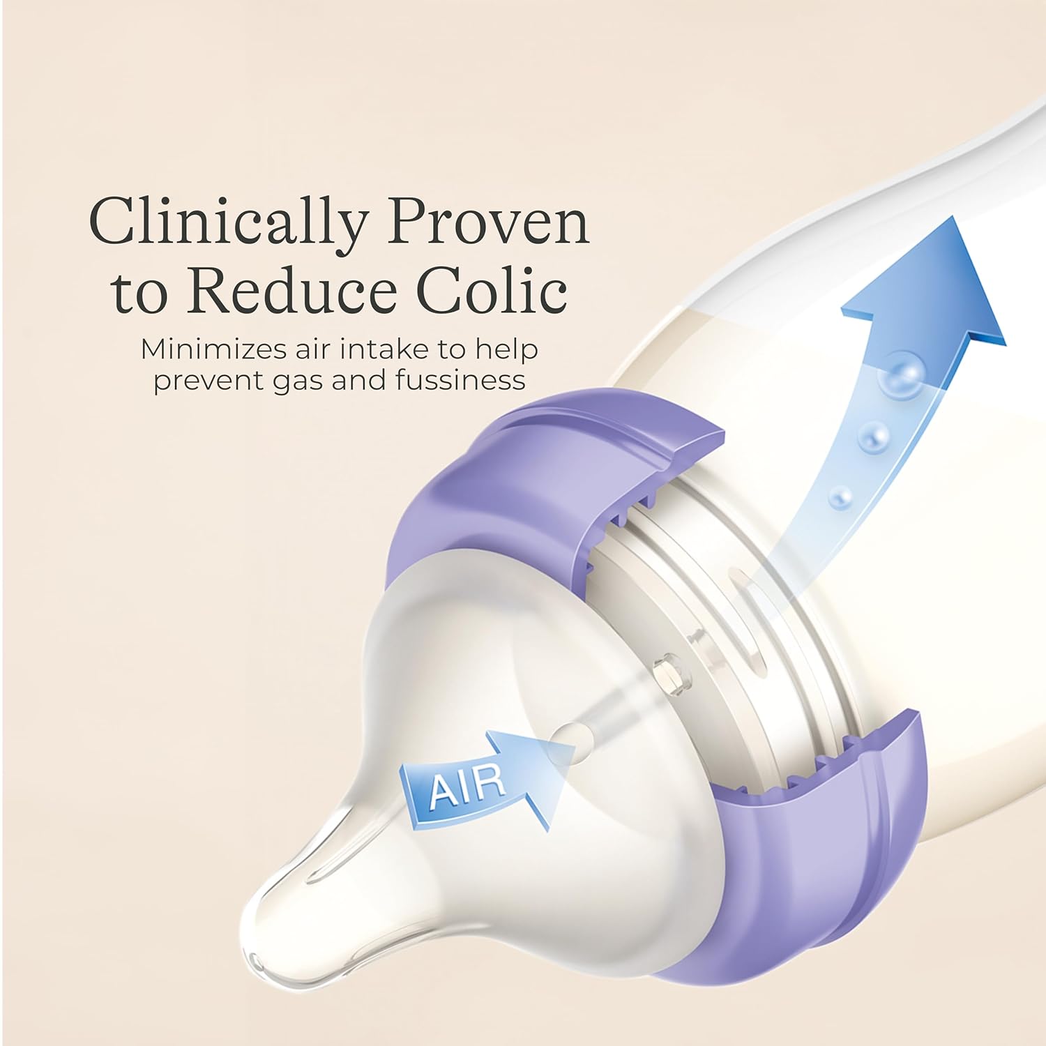 Lansinoh Anti-Colic Baby Bottles For Breastfeeding Babies, 8 Ounces, 3 Count, Includes 3 Medium Flow Nipples, Size M : Baby