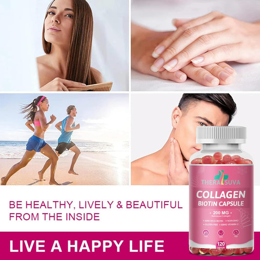 Multi Collagen Complex 200Mg + Biotin 3000Mcg + Vitamin C 50Mg Per Serving! Promotes Healthy Hair, Beautiful Skin, And Nail Support! 120 Capsules, 60 Day Supply