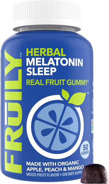 Fruily Organic Melatonin Gummies - Sleep Aid For Kids & Adults - Healthy Restful Deep Sleep Cycles - Made With Real Fruit & L Theanine, All Natural, Non-Gmo, Gluten-Free, Kosher, Vegan (50 Count)