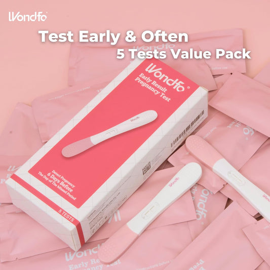 Wondfo Pregnancy Test Early Result 5 Pack - Extra Sensitive And Very Early Hcg Urine Midstream Test 10 Miu - Detect 6 Days Sooner Than Your Missed Period