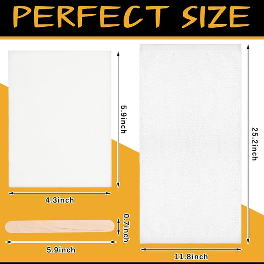 27 Pieces Wood Wax Applicator, Includes 15 White Non-Woven Pads 2 Terry Cloth Buffing Towels And 10 Stirring Sticks For Polishing Cutting Board And Multi Purpose Use In Home