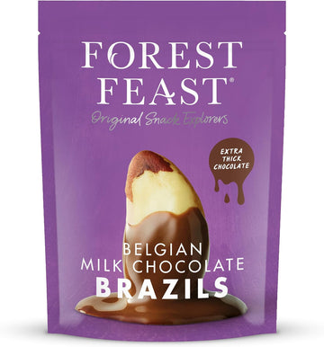 Forest Feast Belgian Milk Chocolate Brazil Nuts 1Kg | Natural Gluten Free Snack Coated In Milk Chocolate, High Protein, Chocolate Covered Brazil Nuts