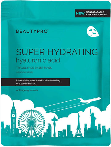 Beautypro Super Hydrating Face Mask Hyaluronic Acid Bamboo Sheet Natural Moisturising Korean Skincare Brightens Tones Nourishes Combats Dry Skin Multi Award Winning Brand