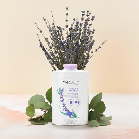 Yardley London English Lavender Perfumed Body Powder, Talcum Powder For Women To Help With Odor Control And Chafing, English Lavender Dusting Powder 200G