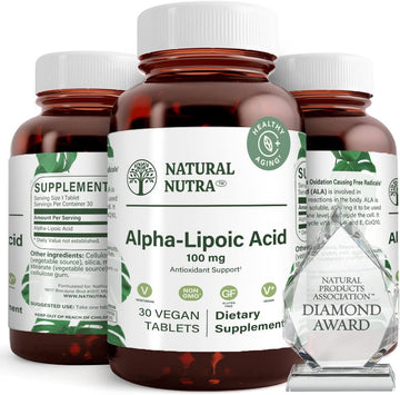 Natural Nutra R-Alpha Lipoic Acid, Improve Bone And Heart Health, Aid Memory & Cognition, Improve Nerve Function Contributes To Overall Health, Gluten Free 100 Mg, 30 Vegan And Vegetarian Tablets