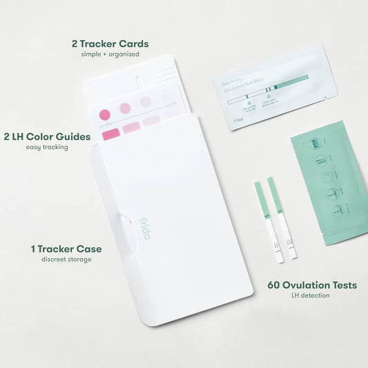 Frida Fertility Ovulation Test Kit, Easy At Home Ovulation Strips With Test Tracker + Prediction Log, Over 99% Accurate, Find Your 48 Hour Baby Making Window, 60 Ovulation Test Strips + Tracker System