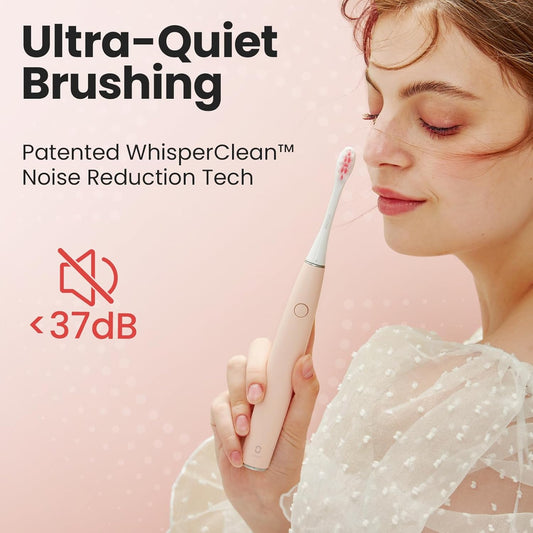 Oclean Air 2, Sonic Electric Toothbrush, Portable Ultra Quiet Design, Dupont Brush Head Bristles, 2H Quick Charge For 40 Days, Ipx7 – White Tulip