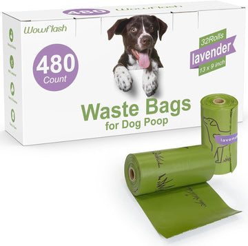 480 Count 13” X 9” Dog Poop Bags Rolls, Leakproof Strong & Sturdy Poop Bags For Dogs, Dog Bags For Poop, Doggie Poop Bags, Dog Waste Bags, Poppy Trash Bags For Doggy Pets, Lavender Scented