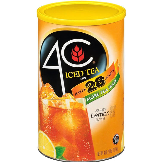 4C Powdered Drink Mix Cannisters, Lemon Tea, 28 Quarts, Family Sized Cannister, Thirst Quenching & Refreshing Flavors (Lemon Iced Tea, 66.1 Ounce (Pack Of 2))