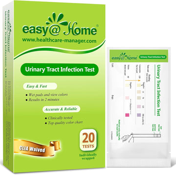 Easy@Home 20 Individual Pouches Urinary Tract Infection Fsa Eligible Test Strips (Uti Test Strips) Monitor Bladder Or Urinary Tract Issues By Testing Urine, 20 Tests/Box-Fda Cleared (Uti-20P)