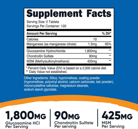 Nutricost Glucosamine 1800Mg With Chondroitin & Msm, 240 Tablets, 120 Servings - Joint Support Formula - Non-Gmo, Gluten Free