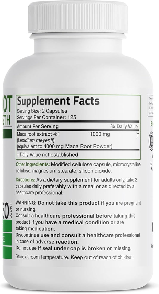 Bronson Maca Root Extra Lepidium Meyenii, Non-Gmo, 250 Vegetarian Capsules
