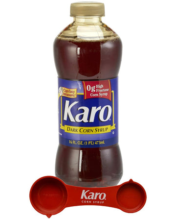 Karo Dark Corn Syrup, 16 Fluid Ounce Bottle, Gluten Free, With Karo Measuring Spoon