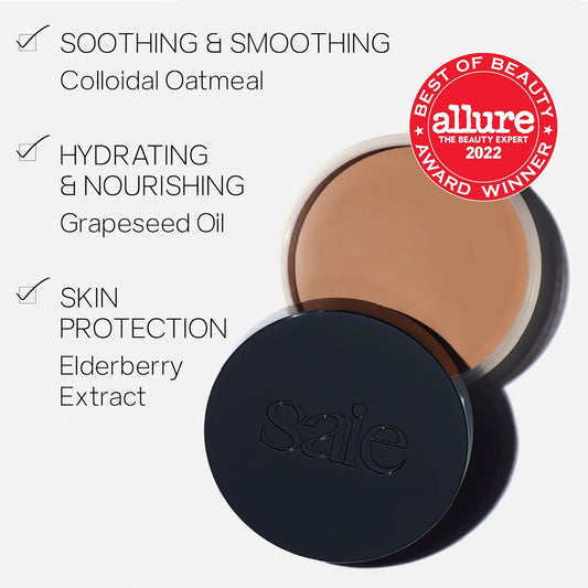 Saie Sun Melt Cream Bronzer - Buildable Balm Face Bronzer For Effortless Sculpting - Cream Contour Enriched With Vitamin C, Nourishing Skincare Ingredients & A Natural Finish - Fair Bronze (1 Oz)