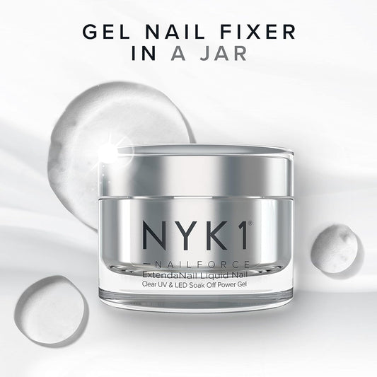 Nyk1 Builder Gel In A Bottle (15Ml) Nailforce Nail Builder Gel For Nails Led/Uv Clear Hard Gel Builder For Nails Hard Strong Nail Tips And Extensions - Nail Strengthener To Repair Split Broken Nails