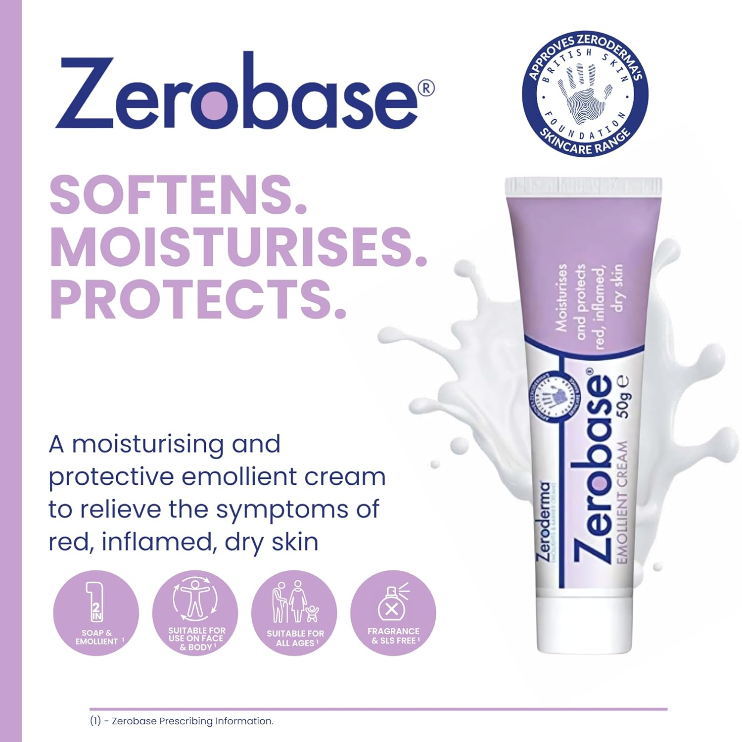 Zeroderma Zerobase Emollient Cream 50G 1'S : Beauty & Personal Care